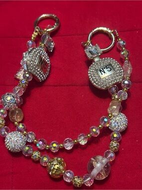 Crystal Beaded Necklace with Gold Accents - Clear/Gold